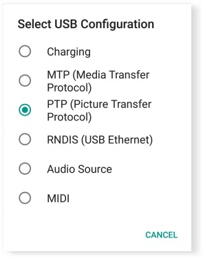 إعداد USB
