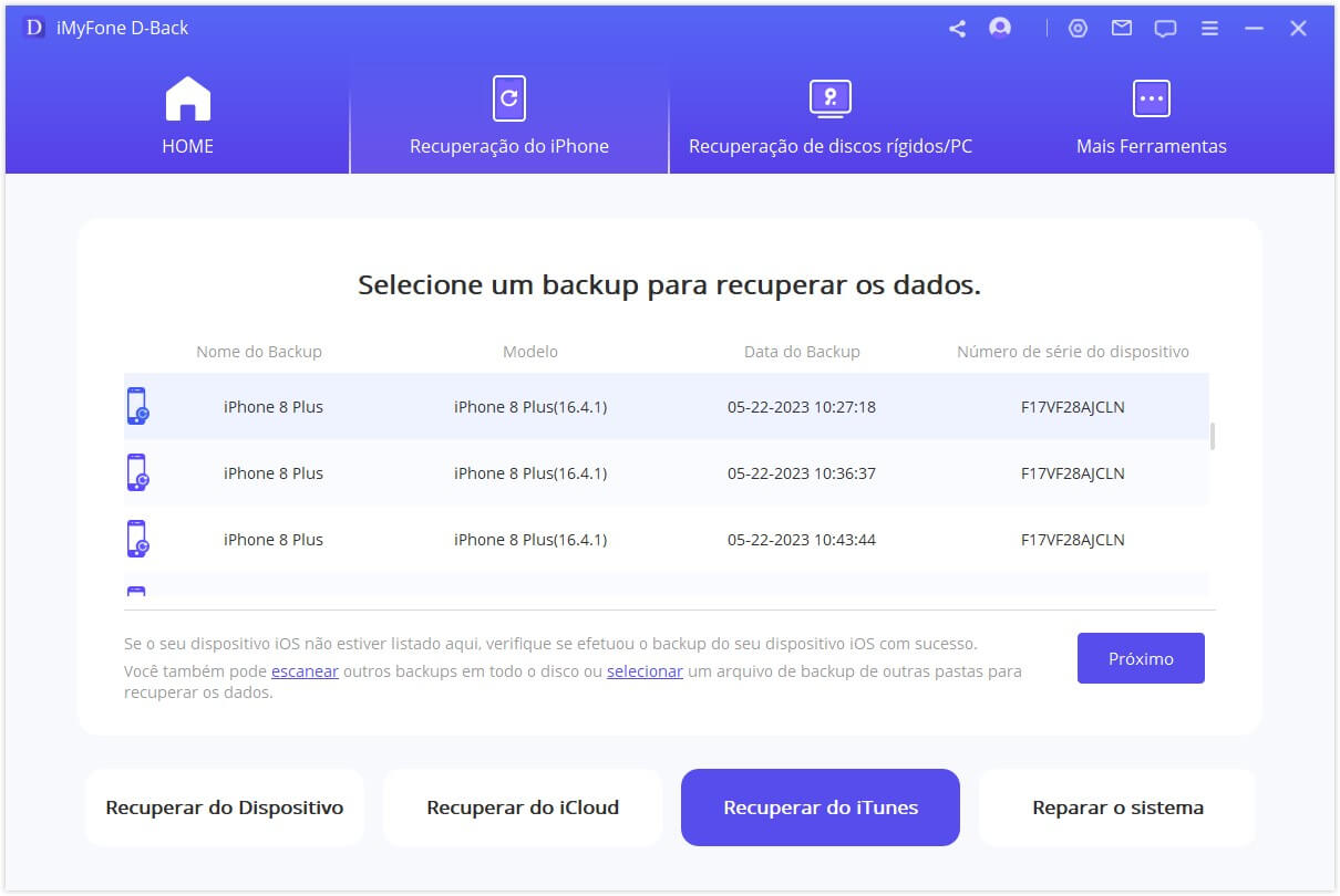 Select iTunes Backup