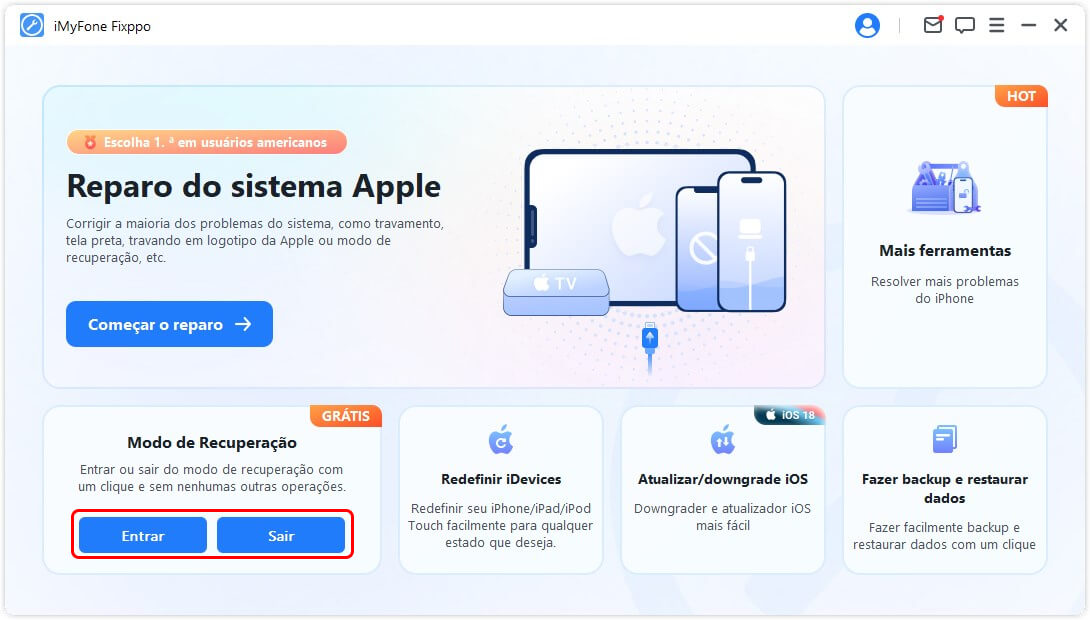choose Enter/Exit Recovery Mode on the Home page 