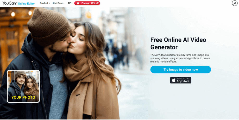 youcam online editor ai kiss generator