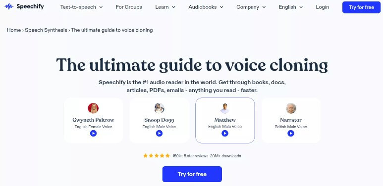speechify free voice cloning