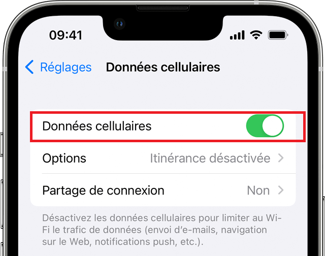 Activer les données cellulaires sur l'iPhone