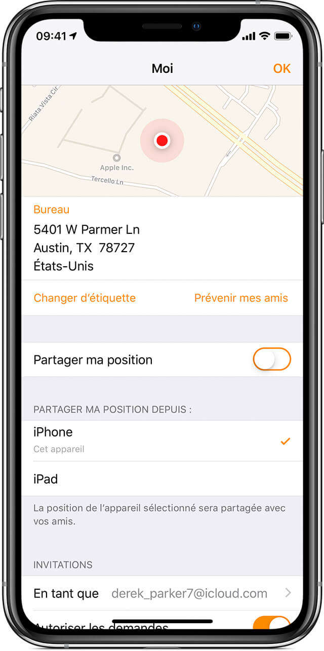 activer le partage de localisation