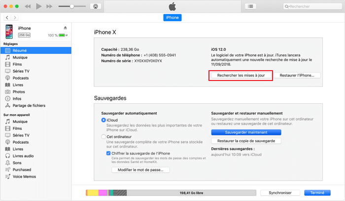 Mettre à jour iPhone avec iTunes