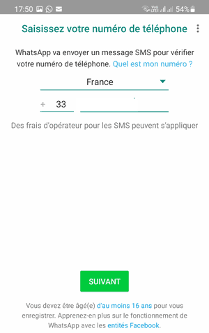 recevoir le code de vérification de SMS