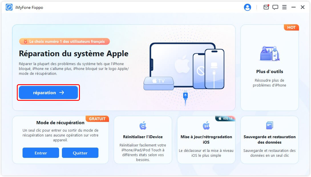 choisir Réparation du système Apple