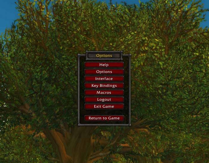 cliquez sur les options dans wow