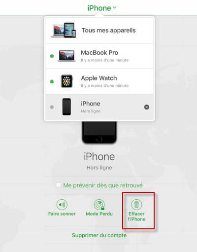 effacer iphone icloud