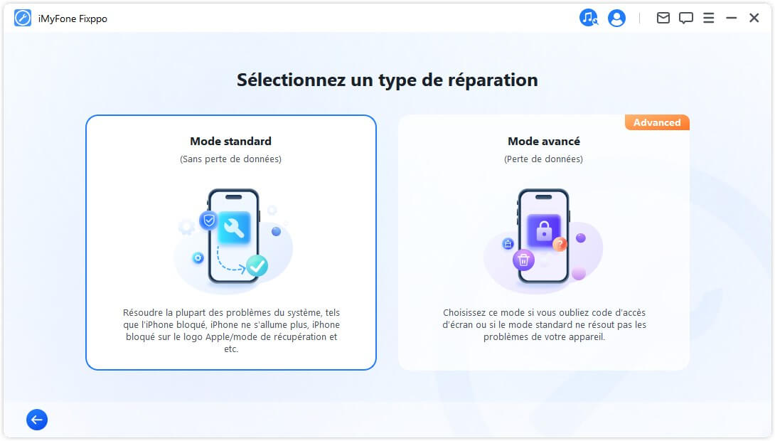choisissez le Mode Standard