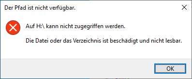 Die Datei oder das Verzeichnis ist beschädigt und nicht lesbar
