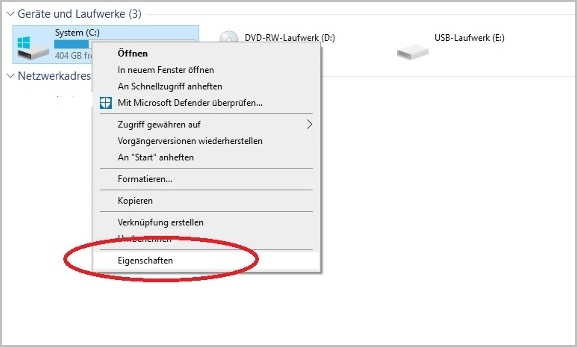 Eingenschaften wählen