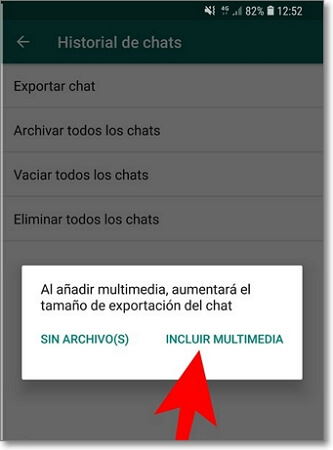 Exportar medios en WhatsApp