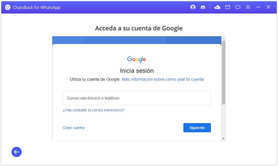 Inicia sesión en la cuenta de Google