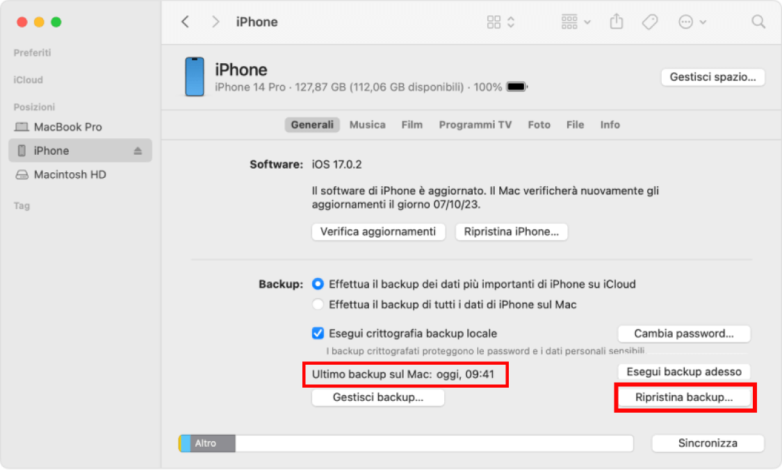 Ripristina i video dell'iPhone dal backup di iTunes