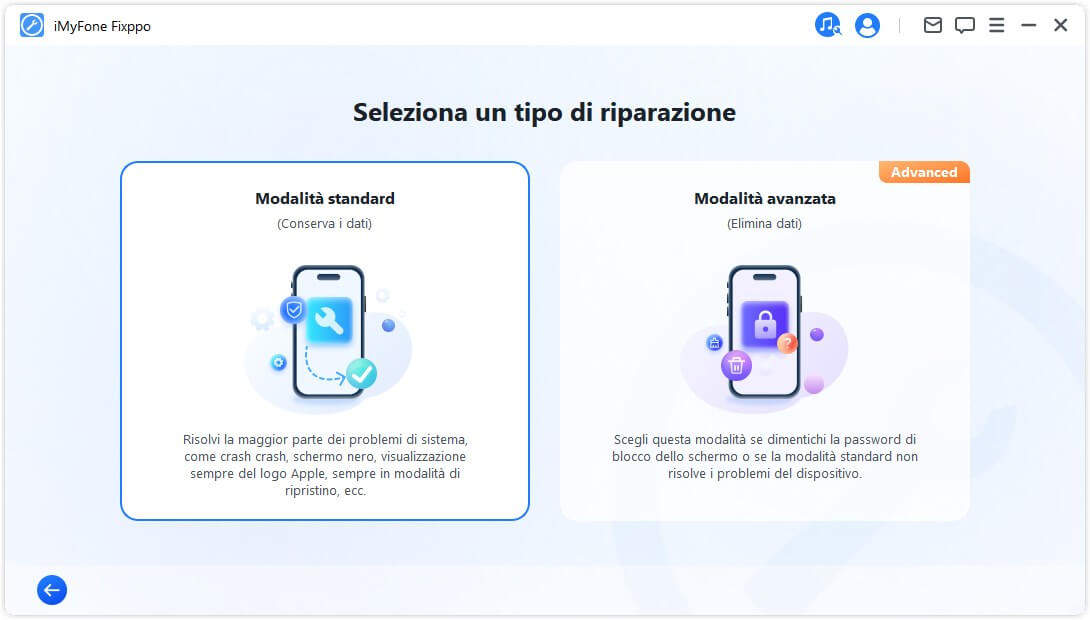 Avviare iMyFone Fixppo e selezionare la modalità standard