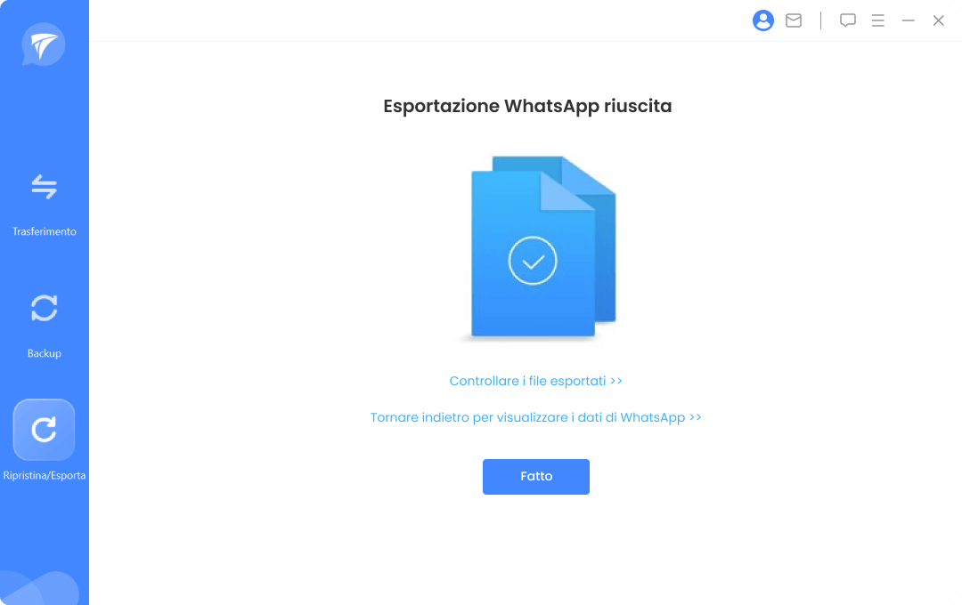 Esportazione WhatsApp riuscita
