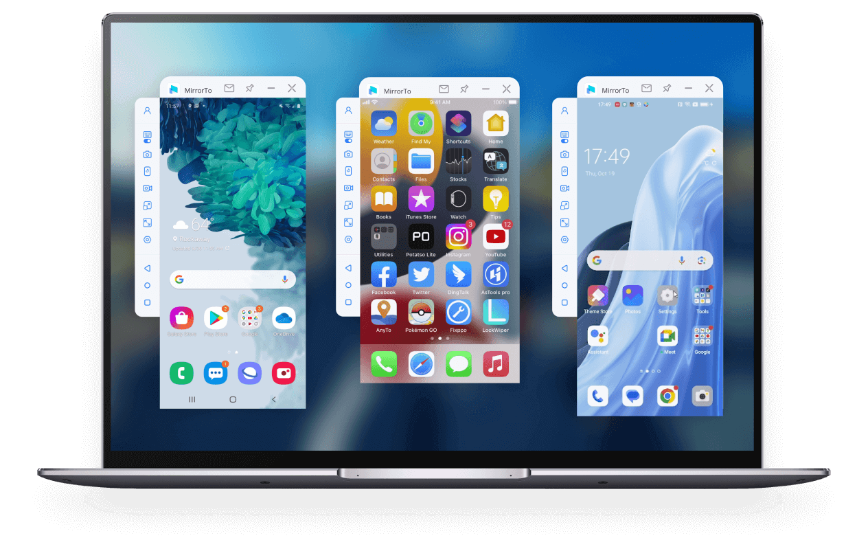 複数スマホ画面を同時にPCにてミラーリング