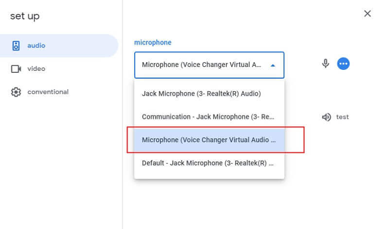 mikrofoninnstillinger på google meet